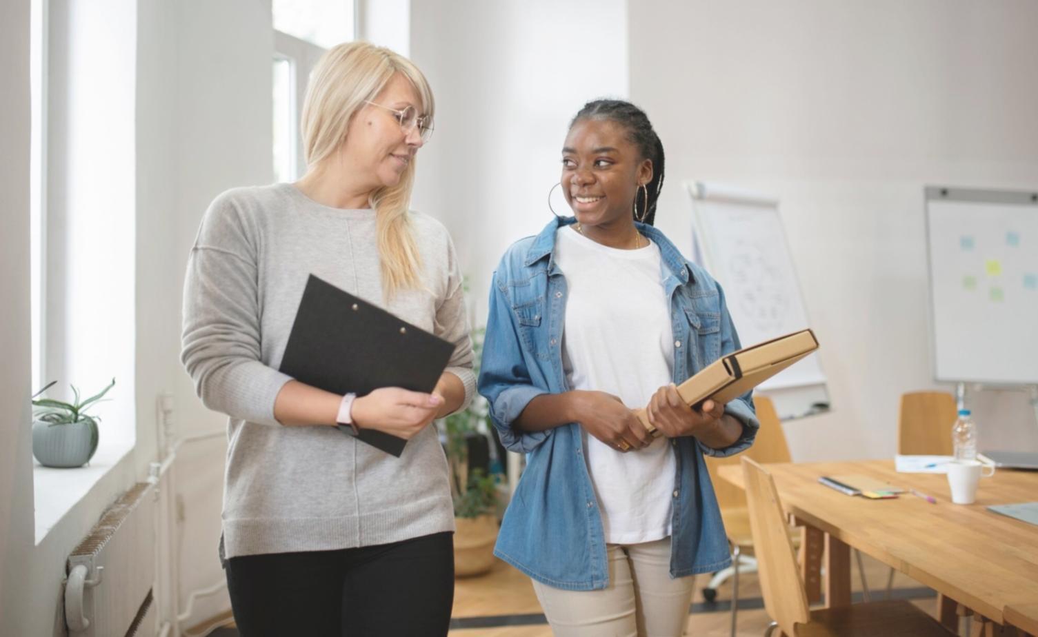 Modern classroom with students engaged in self-development activities